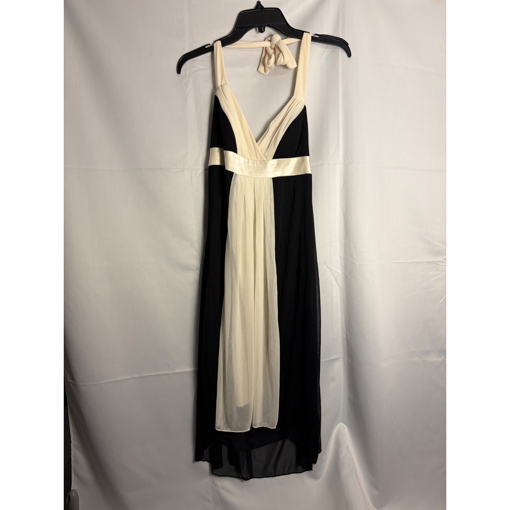 Ruby Rox Black Cream Halter High Low Cocktail Dress Y2K Party Size Medium